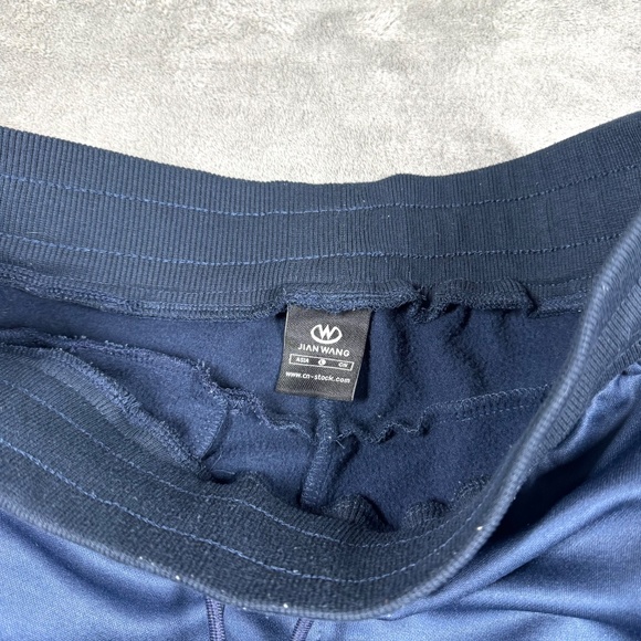 Jian Wang Mens Large Navy Jogger Sweatpants HC Logo Zipper Pockets - Picture 4 of 10
